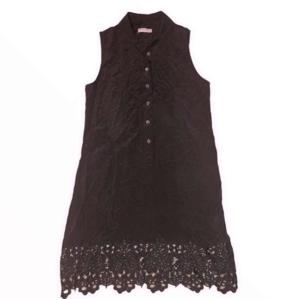 Equipment femme silk black sleeveless dress